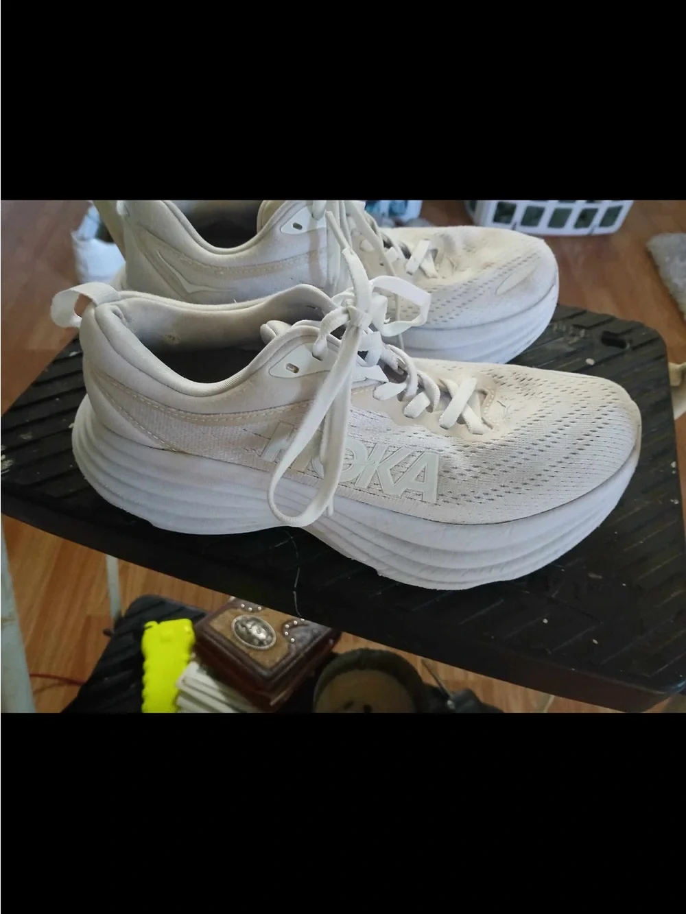 Hoka Women's White Athletic Running Shoe with Thick Cushion - Picture 4 of 4